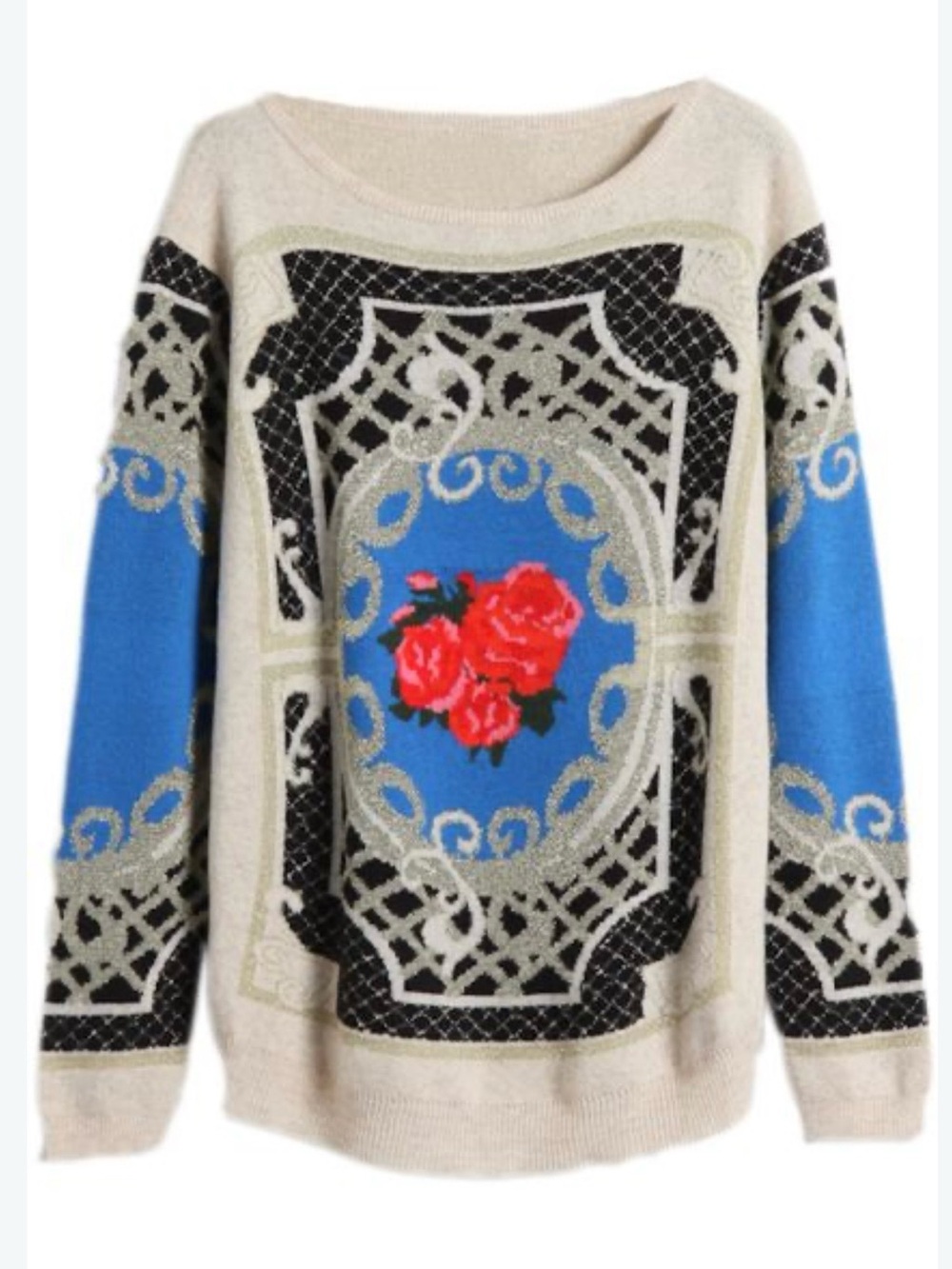 Peace Dove Japanese Brand Antique Rose Multicolor Knit Sweater